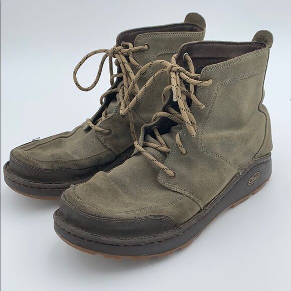 Chaco Men's Olive High-Top Boots suede leather chukka boots - Picture 3 of 12